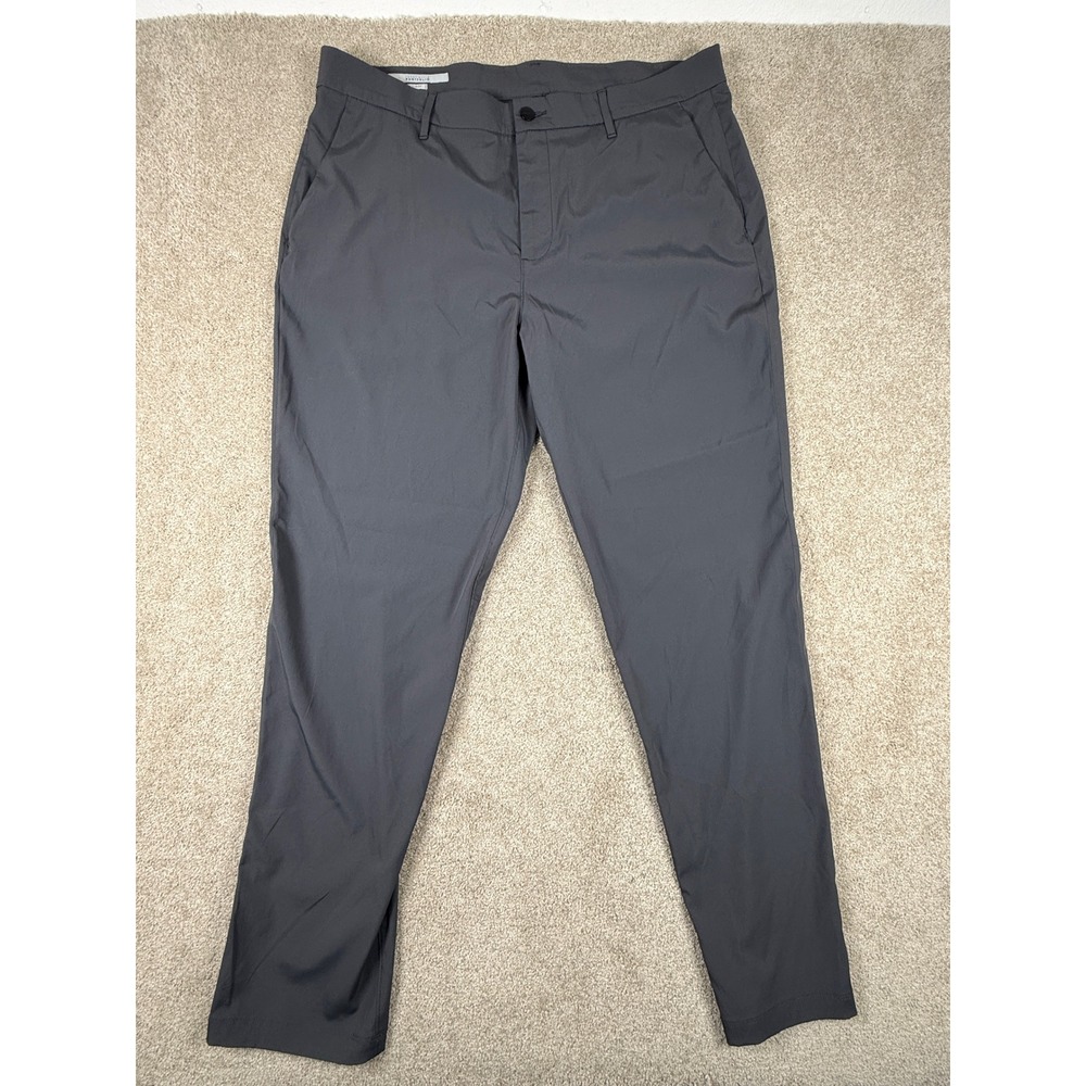 Perry Ellis Portfolio Mens Slim Fit Pants Dark Gray 38x32 Stretch Chino
